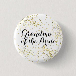 Niedliche GoldGlitzer-Großmutter des Braut-Knopfes Button