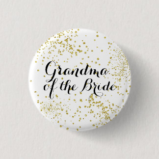 Niedliche GoldGlitzer-Großmutter des Braut-Knopfes Button