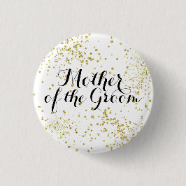 Niedliche GoldGlitzer-Mutter des Bräutigam-Knopfes Button