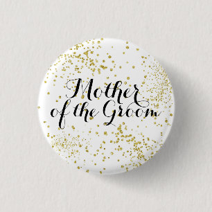 Niedliche GoldGlitzer-Mutter des Bräutigam-Knopfes Button