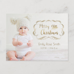 Niedliche Goldkalligraphie Erste Weihnachtsfotokar Feiertagspostkarte