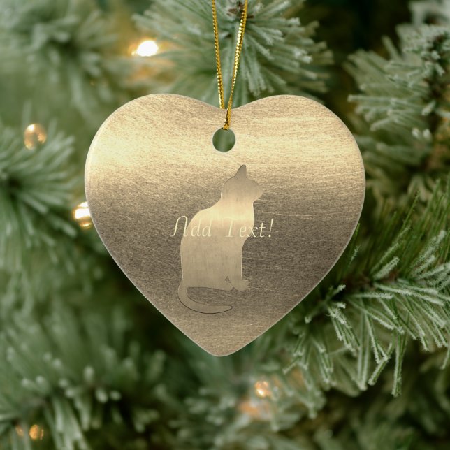 Niedliche Goldkatze Hinzufügen von Text-Ornamenten Keramik Ornament (Baum)