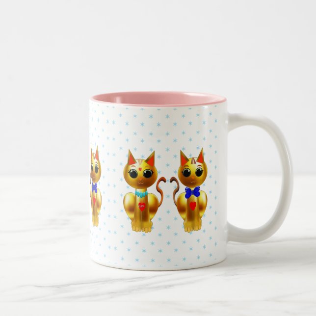 Niedliche Goldkatzen Zweifarbige Tasse (Rechts)