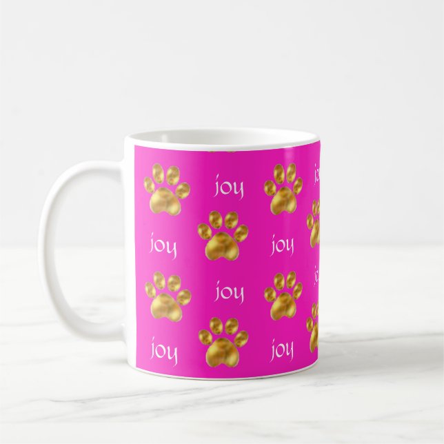 Niedliche Goldpasten und Kalligraphie auf Magenta- Kaffeetasse (Links)