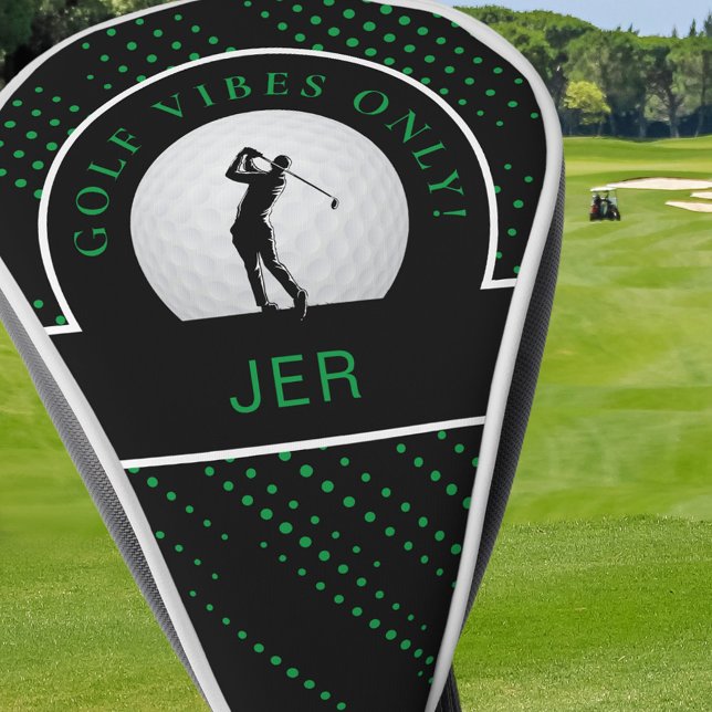 Niedliche Golf Vibes Quote Custom Monogram Black G Headcover (Von Creator hochgeladen)
