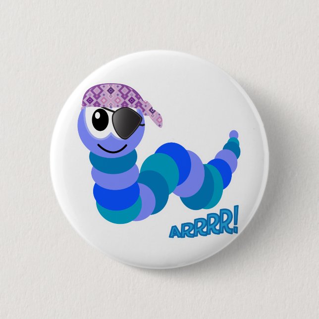 Niedliche Goofkins-Pirate-Raupe Button (Vorderseite)