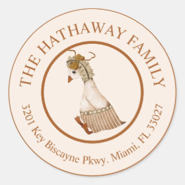 Niedliche Goose-Rücksendeadresse Runder Aufkleber