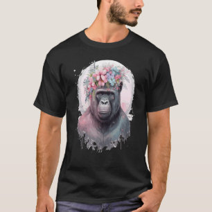 Niedliche Gorilla Blume Kronen Afrikanisches Tier T-Shirt