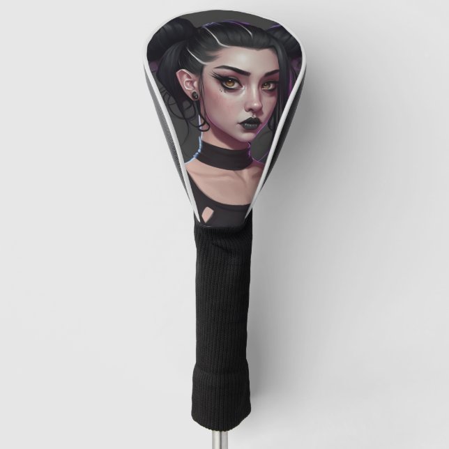 Niedliche Goth Girl mit Buns und Tattoos Golf Headcover (Vorderseite)