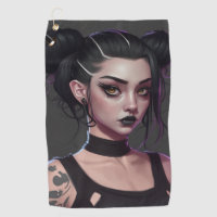 Niedliche Goth Girl mit Buns und Tattoos