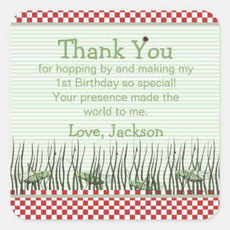 Niedliche Grasshoppers Geburtstagsparty Gefallen V Quadratischer Aufkleber