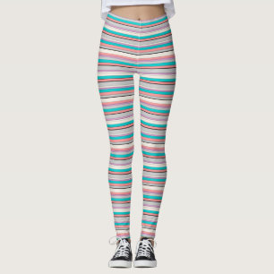 Niedliche graue Aqua-Streifen Leggings