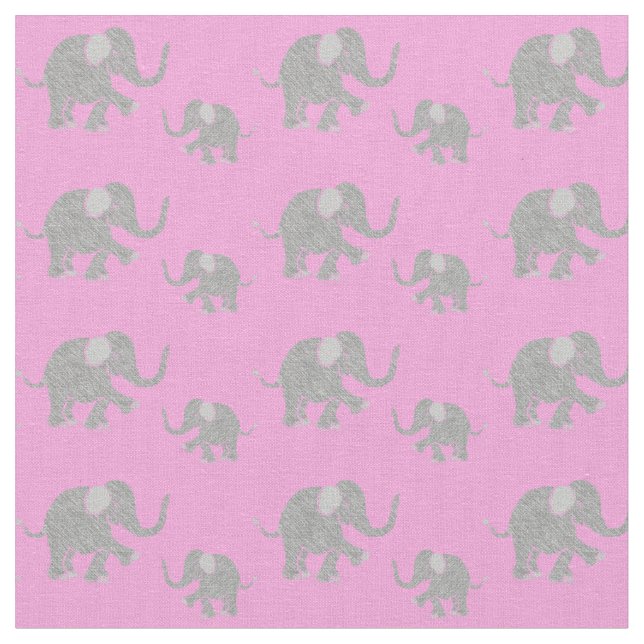 Niedliche graue Baby-Elefanten auf Rosa Stoff (Nahaufnahme)