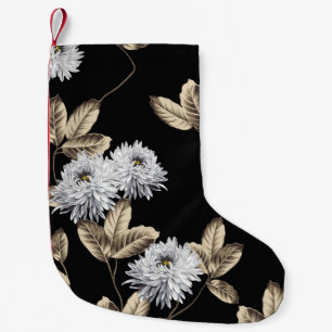 niedliche graue Blume mit braunem Blattmuster auf  Kleiner Weihnachtsstrumpf