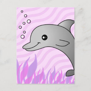 Niedliche graue Dolphin in rosa Wasser Postkarte