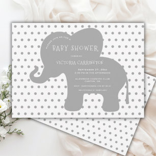 Niedliche Graue Elephant Punkte Kinderdusche Einladung