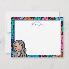 Niedliche graue Haare Lady Medium Skin Tone Person Mitteilungskarte