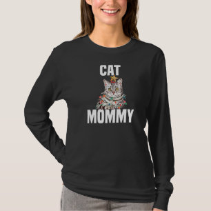 Niedliche graue Katze mit Feenlicht Crazy Cat Mama T-Shirt