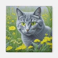 Niedliche graue Katze mit gelben Augen Ai Art