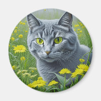 Niedliche graue Katze mit gelben Augen Ai Art