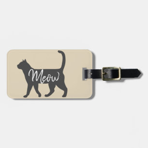 Niedliche Graue Katze Silhouette & Meow-Script Gepäckanhänger