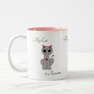 Niedliche graue Katze Zweifarbige Tasse