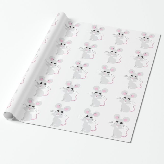Niedliche graue Maus Geschenkpapier (Ungerollt)