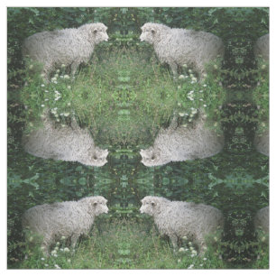 Niedliche graue Schafe essen Gemusterte Tierstoffe Stoff