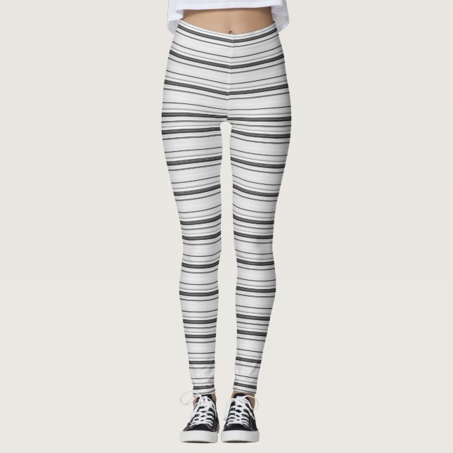 Niedliche, graue Streifen Leggings (Vorderseite)