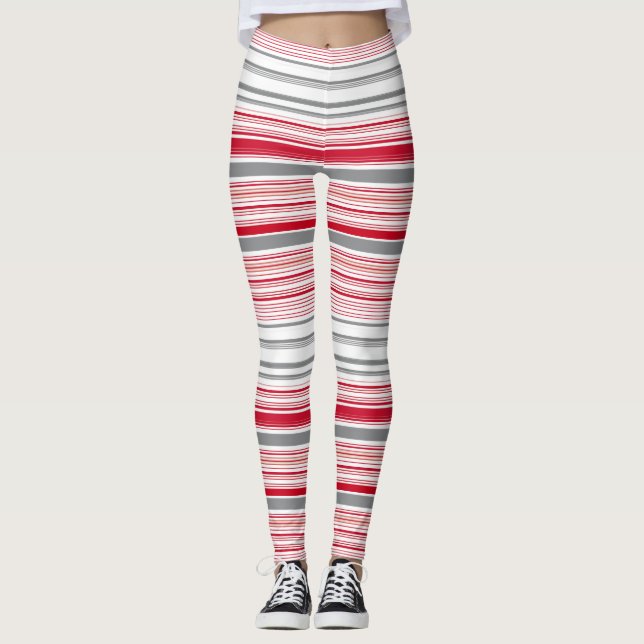 Niedliche graue Streifen Leggings (Vorderseite)