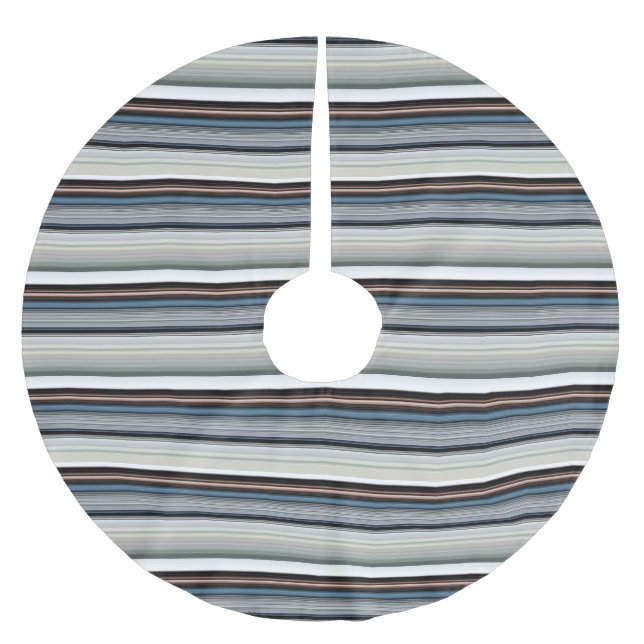 Niedliche graue Streifen Polyester Weihnachtsbaumdecke (Vorderseite)