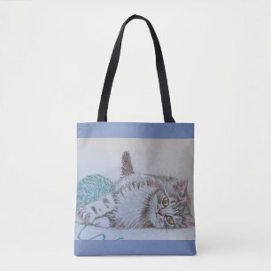 Niedliche graue Tabby Katze Kätzchen Spieltasche
