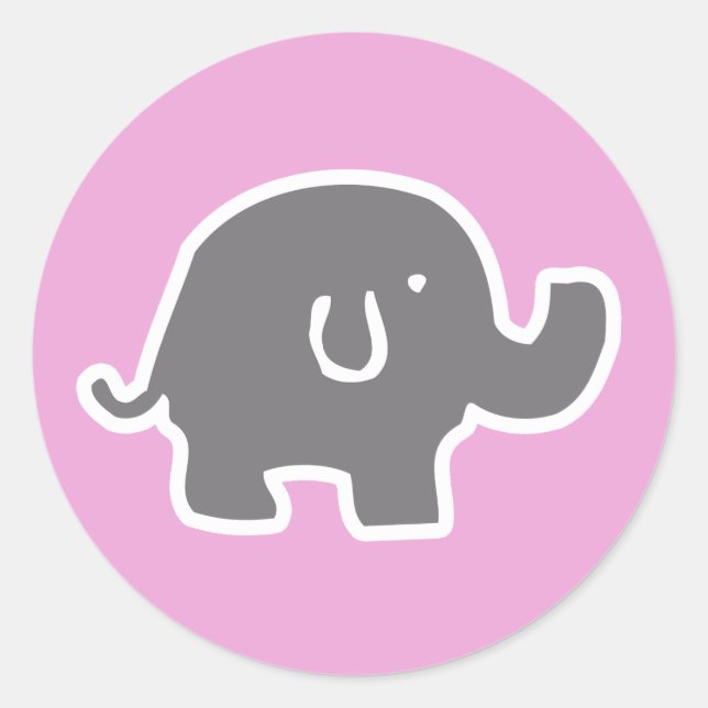 Niedliche, graue und rosafarbene Babyaufkleber Runder Aufkleber (Vorderseite)