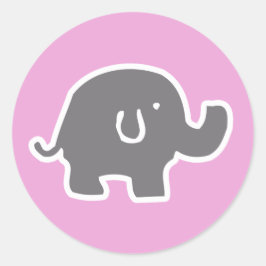 Niedliche, graue und rosafarbene Babyaufkleber Runder Aufkleber