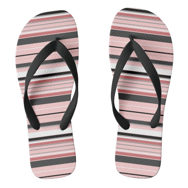 Niedliche graurosa Streifen Flip Flops (Fußbett)