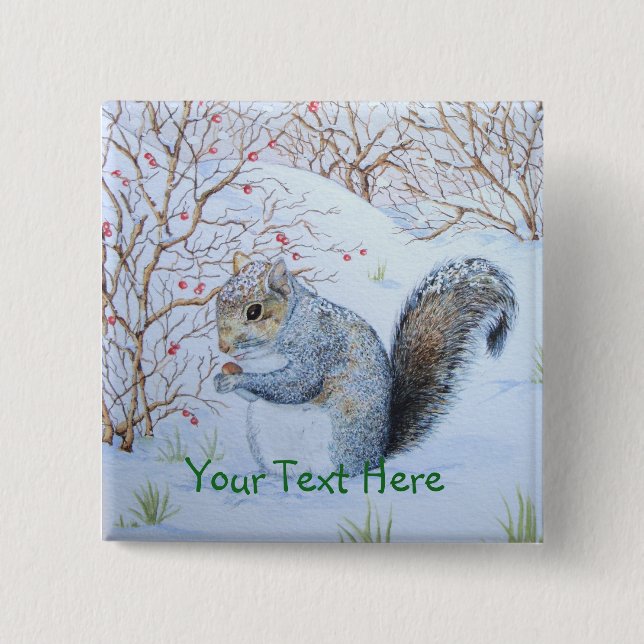 niedliche Grauschnee-Szene Wildlife Art Button (Vorderseite)