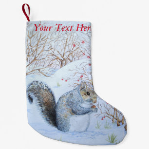 niedliche Grauschnee-Szene Wildlife Art Kleiner Weihnachtsstrumpf