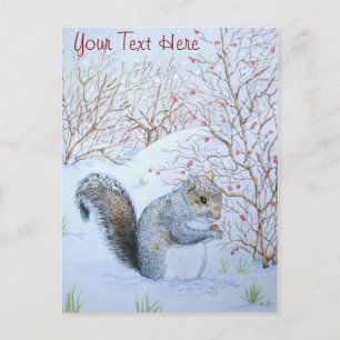 niedliche Grauschnee-Szene Wildlife Art Postkarte