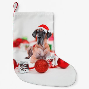 Niedliche Great Dane Hund Weihnachten Weihnachtsma Kleiner Weihnachtsstrumpf