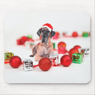 Niedliche Great Dane Hund Weihnachten Weihnachtsma Mousepad