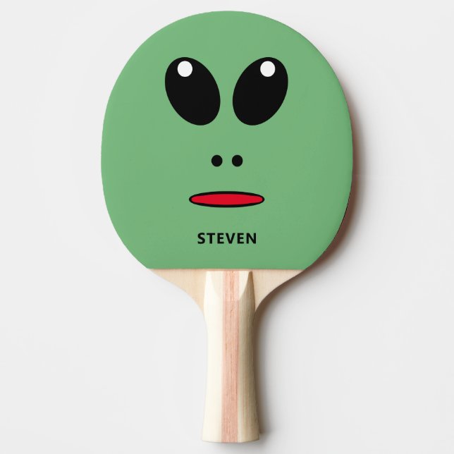 Niedliche Green Alien Face Fun Personalisierte KId Tischtennis Schläger (Vorderseite)