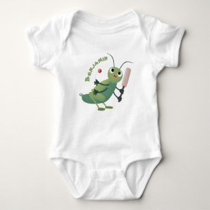 Niedliche Green Cricket Insekt Cartoon-Abbildung Baby Strampler