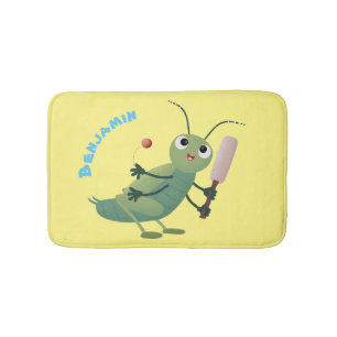 Niedliche Green Cricket Insekt Cartoon-Abbildung Badematte