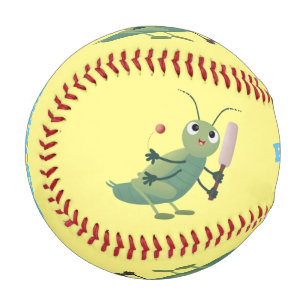 Niedliche Green Cricket Insekt Cartoon-Abbildung Baseball