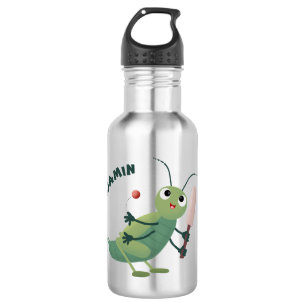 Niedliche Green Cricket Insekt Cartoon-Abbildung Edelstahlflasche