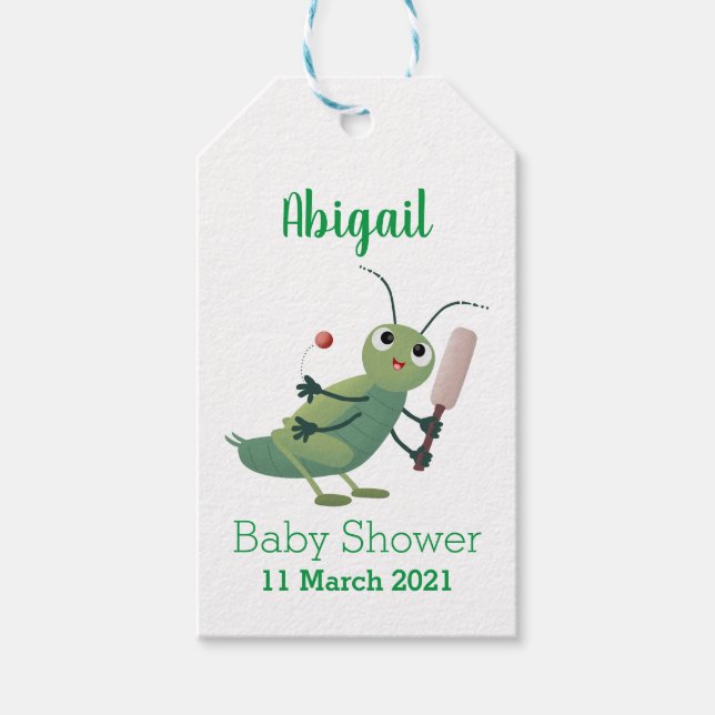 Niedliche Green Cricket Insekt Cartoon-Abbildung Geschenkanhänger (Vorderseite)