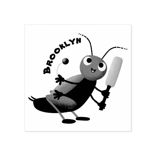 Niedliche Green Cricket Insekt Cartoon-Abbildung Gummistempel (Prägung)