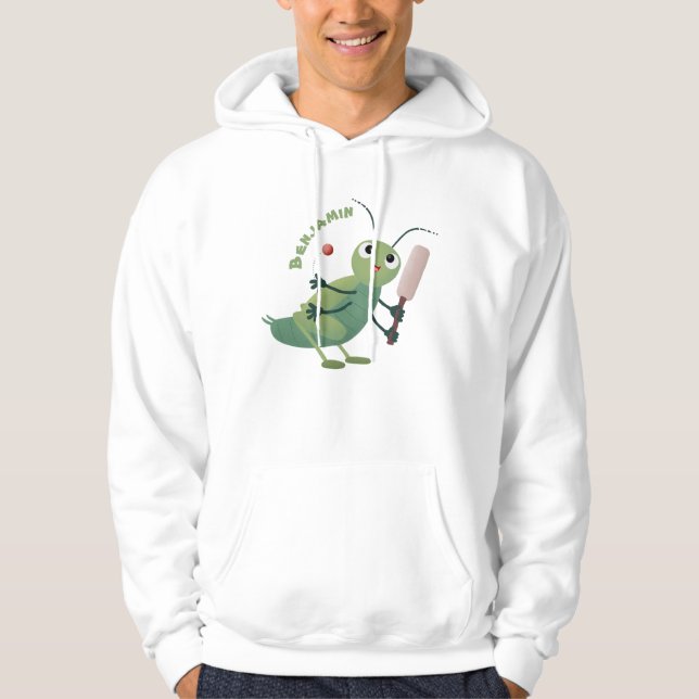 Niedliche Green Cricket Insekt Cartoon-Abbildung Hoodie (Vorderseite)