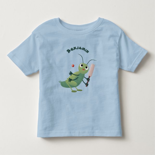 Niedliche Green Cricket Insekt Cartoon-Abbildung Kleinkind T-shirt (Vorderseite)