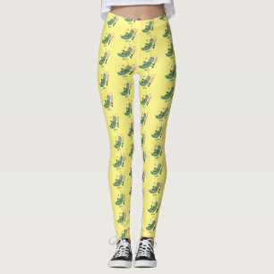 Niedliche Green Cricket Insekt Cartoon-Abbildung Leggings